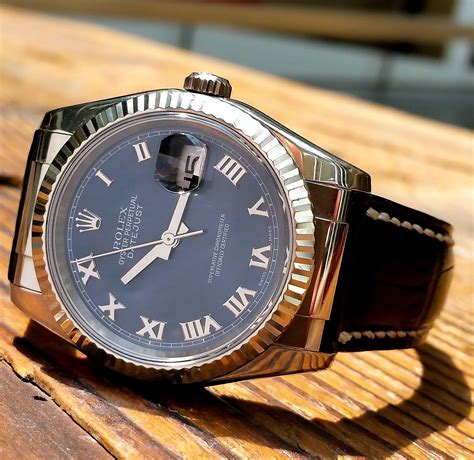 black leather strap rolex|rolex datejust on leather strap.